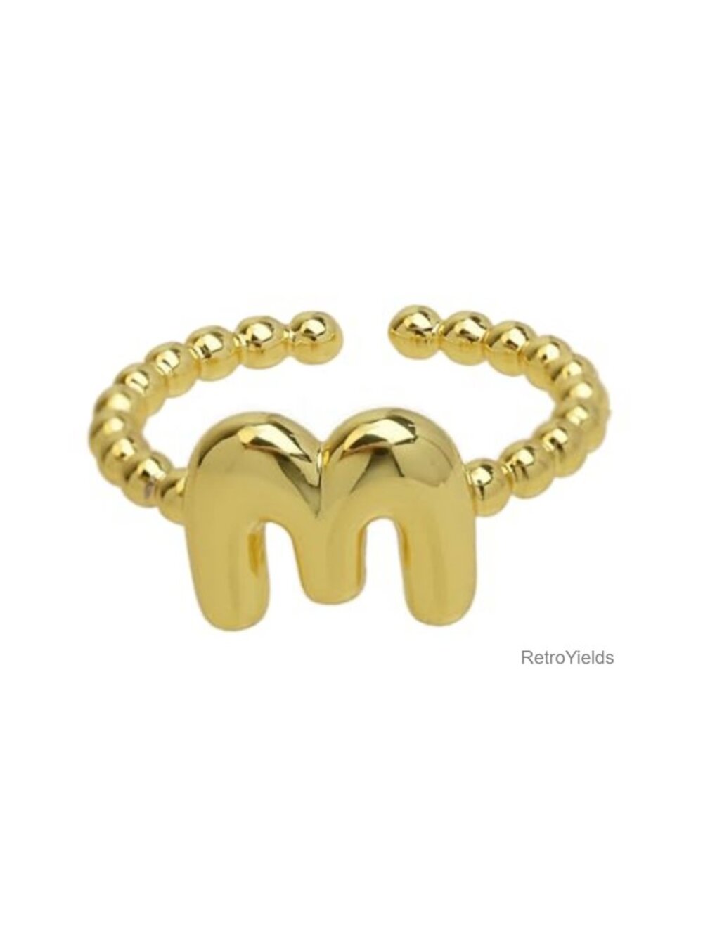 18K Gold Plated Initial Ring Adjustable Bubble Letter Thumb Ring Gift for Women